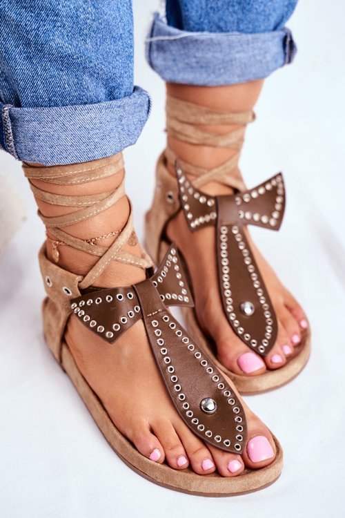 Lu Boo Women's Brown Tied Sandals Japanese Mara | Cheap and fashionable ...